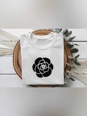 Floral Designer Inspired Shirt Minimalist Graphic Tee Chic Women Top